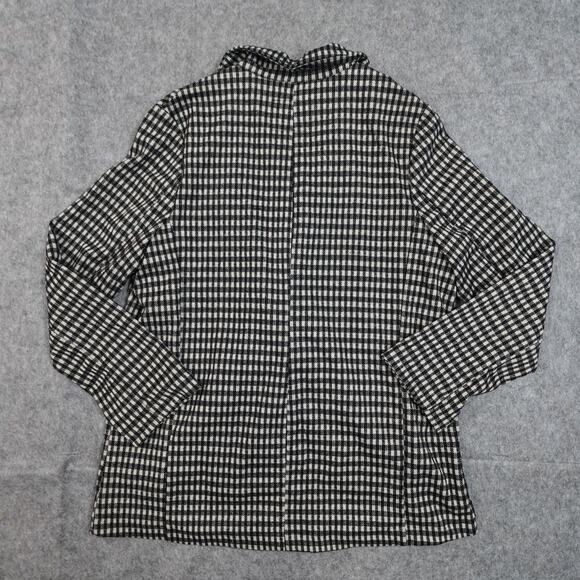 Sanctuary Blazer Womens Medium Knit Unstructured One Button Checked Gingham - Picture 5 of 9